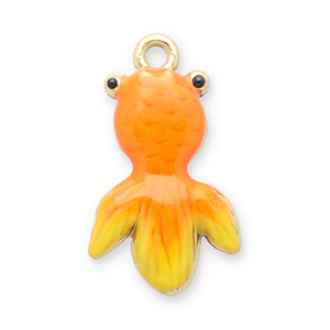 Breloques en acier Inox poisson Dor&eacute;-orange-jaune
