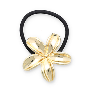 Accessoires pour cheveux &eacute;lastique &agrave; cheveux avec m&eacute;tal fleur Dor&eacute;-noir