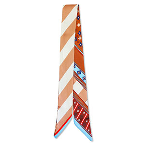 Bandana foulard avec lignes obliques Marron-bleu clair-rouge