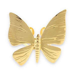 Bagues en acier Inox papillon Dor&eacute;