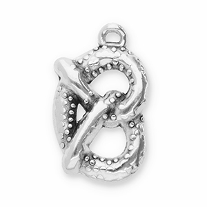 Breloques en m&eacute;tal DQ pretzel Argent&eacute; antique (sans nickel)