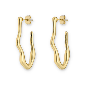 Boucles d'oreilles / puces en acier Inox irr&eacute;gulier Dor&eacute;