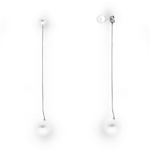 Boucles d'oreilles / puces en acier Inox avec imitations perles Argent&eacute;