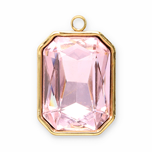 Breloques en acier Inox facett&eacute;e rectangle Dor&eacute;-rose