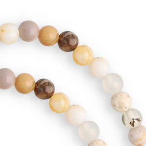 Pierres naturelles Calc&eacute;doine et Agate 4mm Gris-beige-jaune