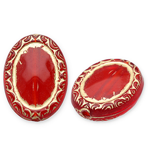 Perles acryliques ovale Rouge-dor&eacute;