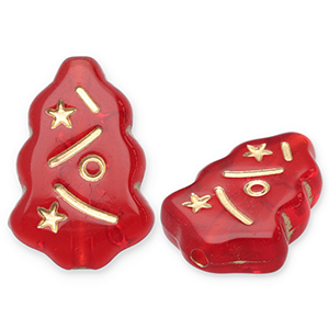 Perles acryliques sapin de No&euml;l Rouge-dor&eacute;