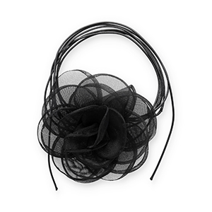 Ras de cou fleur en organza Noir