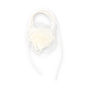 Ras de cou fleur en organza Blanc cass&eacute;