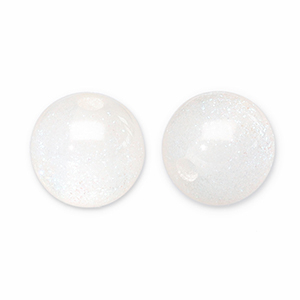 Perles acryliques avec pailletes 12 mm Blanc-turquoise