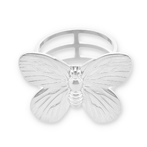 Anneau pour foulard en acier Inox papillon Argent&eacute;