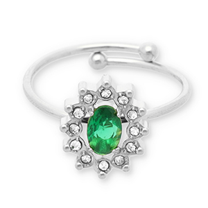 Bagues en acier Inox Argent&eacute;-vert