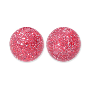 Perles acryliques avec pailletes 8 mm Rose cerise-argent&eacute;