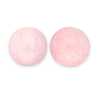 Perles acryliques avec pailletes 12 mm Rose clair-turquoise