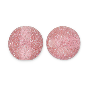 Perles acryliques avec pailletes 12 mm Rose mauve-argent&eacute;