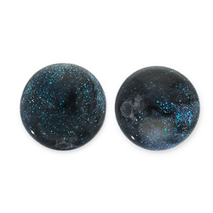 Perles acryliques avec pailletes 12 mm Noir-turquoise