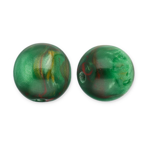 Perles en r&eacute;sine avec pailletes 14mm Vert-rouge