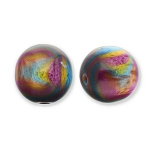 Perles en r&eacute;sine avec pailletes 14mm Violet-bleu-dor&eacute;