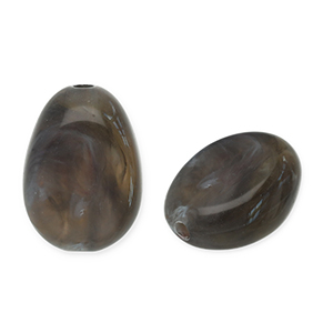 Perles acryliques en forme d'&oelig;uf Gris fonc&eacute;-blanc