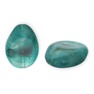 Perles acryliques goutte Vert sarcelle-blanc