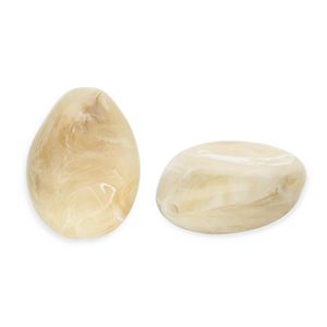 Perles acryliques goutte Beige marron-blanc