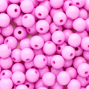 Perles acryliques 6 mm brillant Rose