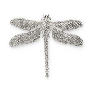 Broches accroche-regard libellule Argent&eacute;-noir-transparent