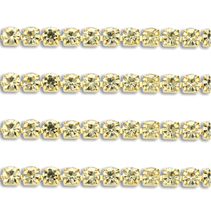 Cha&icirc;ne strass en acier Inox 4mm Dor&eacute;-champagne