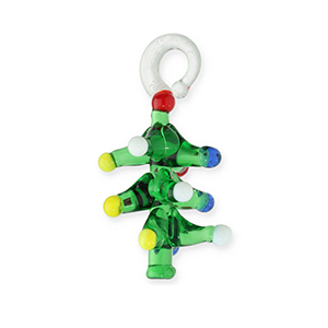 Breloques en verre sapin de No&euml;l Vert-multicolore
