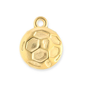 Breloques en acier Inox football Dor&eacute;
