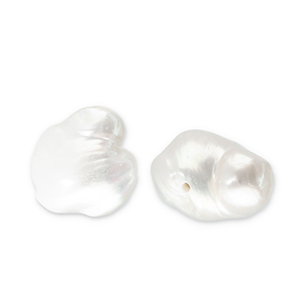 Perles d'eau douce plates et rondes Blanc naturel