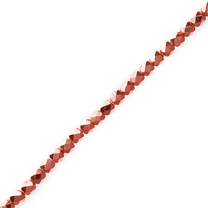 Perles &agrave; facettes Rouge corail m&eacute;tallique