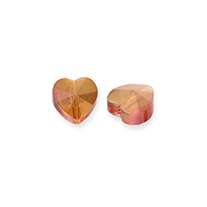 Perles &agrave; facettes Fashion coeur Orange flamme-AB coating