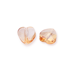 Perles &agrave; facettes Fashion coeur Beige p&ecirc;che-pearl shine coating