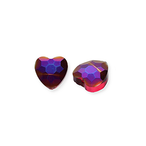 Perles &agrave; facettes Fashion coeur Rouge bourgogne-AB coating