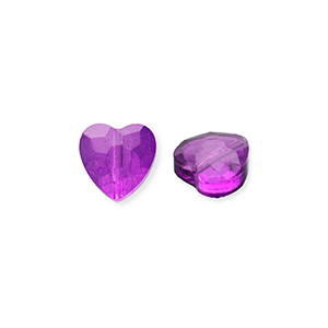 Perles &agrave; facettes Fashion coeur Violet