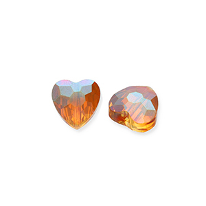 Perles &agrave; facettes Fashion coeur Orange flamme-AB coating
