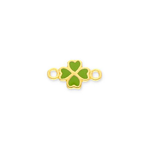 Breloques en m&eacute;tal DQ connecteur tr&egrave;fle Dor&eacute;-vert (sans nickel)