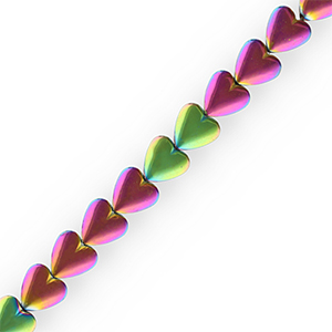 Perles h&eacute;matites c&oelig;ur Violet-vert-AB coating