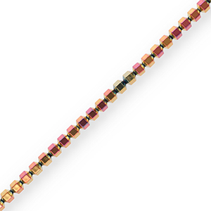 Perles h&eacute;matites hexagone Rose-jaune-AB coating