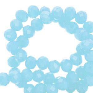 Perles &agrave; facettes 4x3mm disque Bleu aqua clair-amber coating