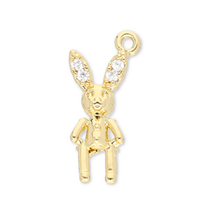 M&eacute;tal TQ laiton breloques lapin Dor&eacute;-transparent