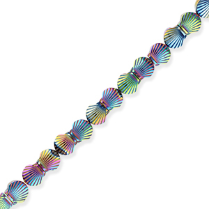 Perles h&eacute;matites coquille Violet-vert-AB coating