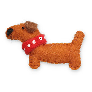Broches feutrine teckel Orange marron-rouge-blanc