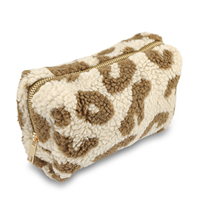 BY31&reg; Trousse en peluche avec imprim&eacute; l&eacute;opard Beige marron-marron