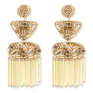 Boucles d'oreilles tendance avec perles en verre Dor&eacute;