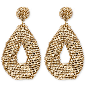 Boucles d'oreilles tendance avec perles en verre goutte Dor&eacute;