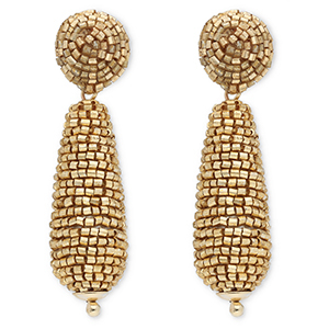 Boucles d'oreilles tendance avec perles en verre goutte Dor&eacute;