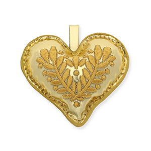 Breloque tendance coeur motif &agrave; feuille Dor&eacute;