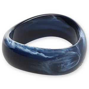 Bracelets jonc en r&eacute;sine Bleu fonc&eacute;-blanc